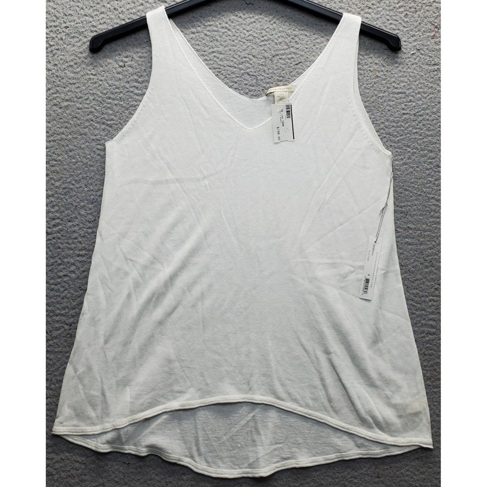 White + Warren Tank Top Womens S White Knit Sleeveless V-Neck High Low Pullover